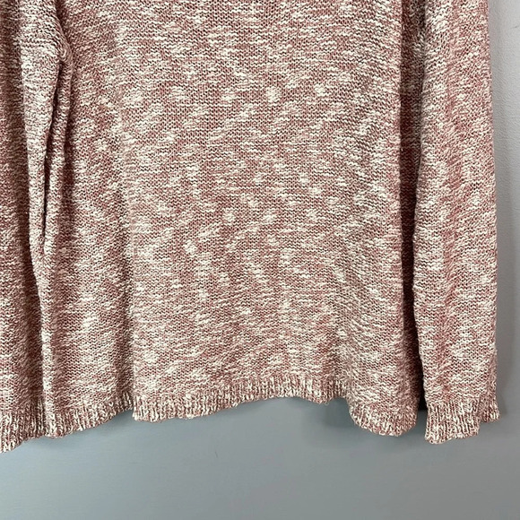 CHAPS Pink and White Slub Knit Sweater Soft Cotton Blend Coastal Size L - Picture 4 of 11